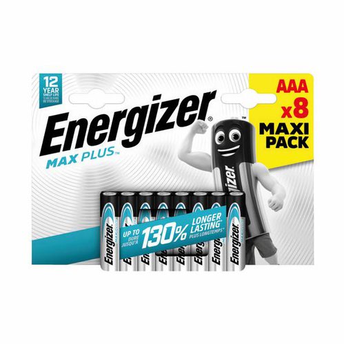 Energizer Max Plus Aaa Alkaline Batteries Pack 8 E301322502 Fusion Office