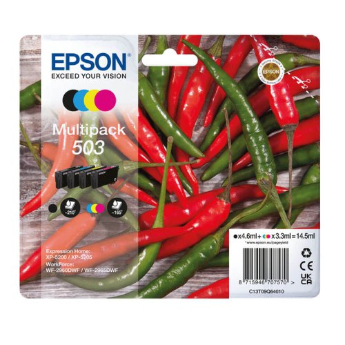 Epson Chillies 503 4 Colour Multipack Inkjet Cartridges C13t09q64010 Fusion Office