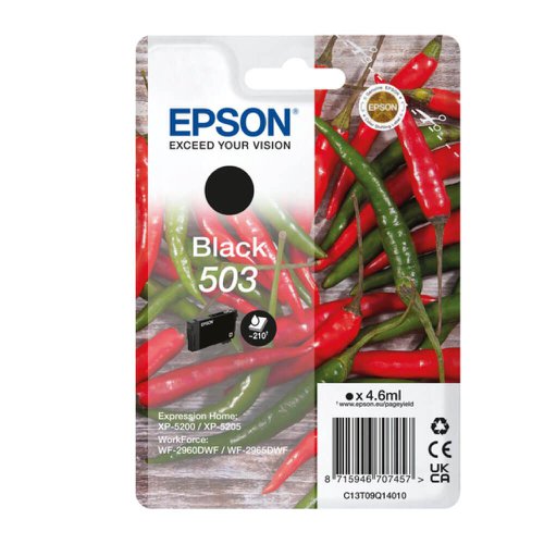 Epson Chillies 503 Black Inkjet Cartridge C13t09q14010 Fusion Office