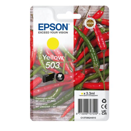 Epson Chillies 503 Yellow Inkjet Cartridge C13t09q44010 Fusion Office