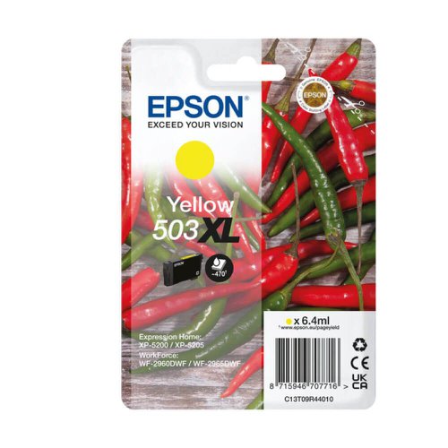 Epson Chillies 503xl Yellow Inkjet Cartridge C13t09r44010 Fusion Office