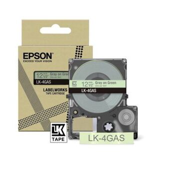Epson Lk 4gas Gray On Soft Green Tape Cartridge 12mm C53s672105 Fusion Office