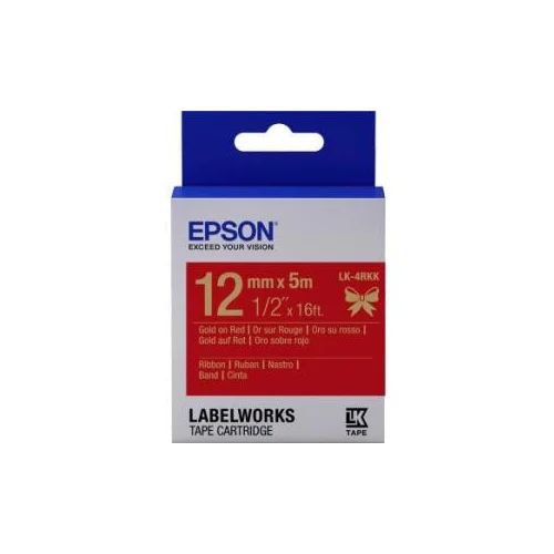 Epson Lk 4rkk Gold On Red Satin Ribbon Label Cartridge 12mm X 5m C53s654033 Fusion Office