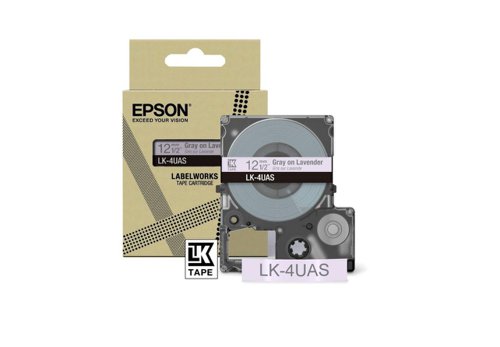 Epson Lk 4uas Gray On Soft Purple Tape Cartridge 12mm C53s672107 Fusion Office