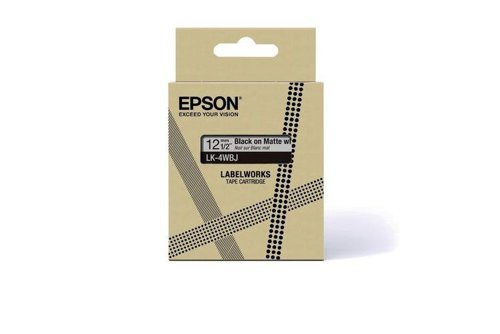 Epson Lk 4wbj Black On Matte White Tape Cartridge 12mm C53s672062 Fusion Office