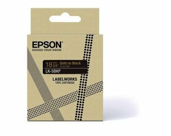 Epson Lk 5bkp Gold On Metallic Black Tape Cartridge 18mm C53s672095 Fusion Office