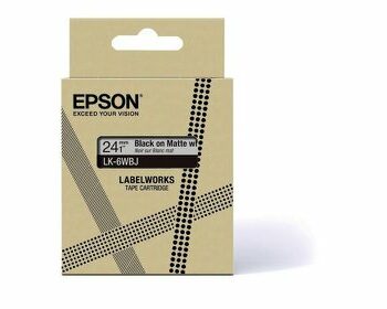 Epson Lk 6wbj Black On Matte Whitetape Cartridge 24mm C53s672064 Fusion Office