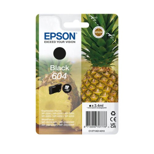 Epson Pineapple 604 Black Inkjet Cartridge C13t10g14010 Fusion Office