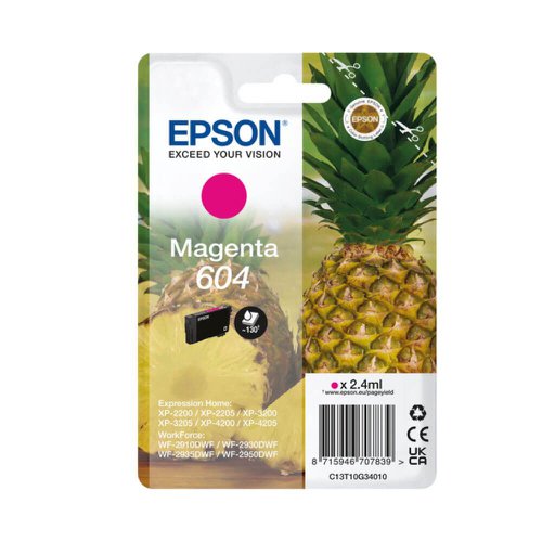 Epson Pineapple 604 Magenta Inkjet Cartridge C13t10g34010 Fusion Office