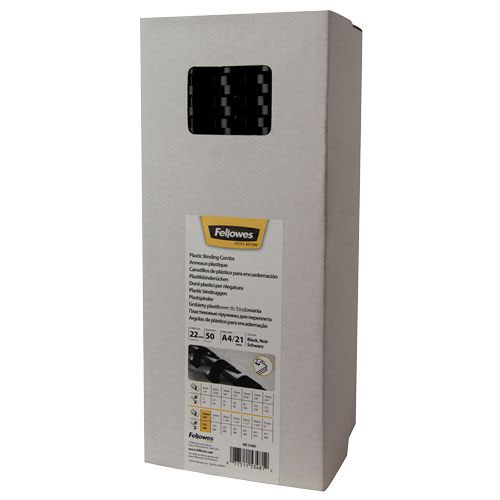 Fellowes 22mm Binding Combs Black Pack 50 5348103 Fusion Office