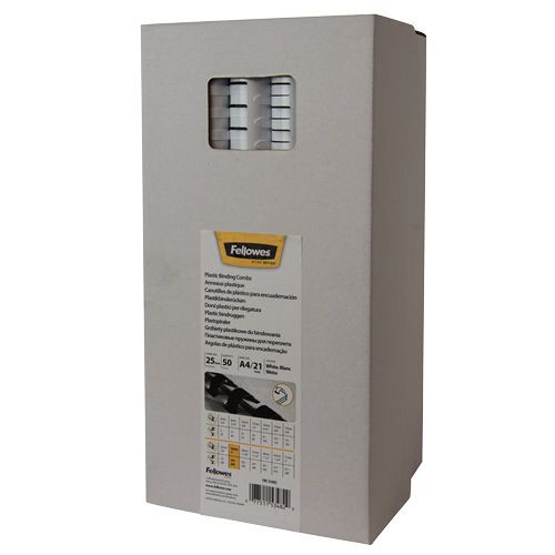 Fellowes 25mm Binding Combs White Pack 50 5348204 Fusion Office