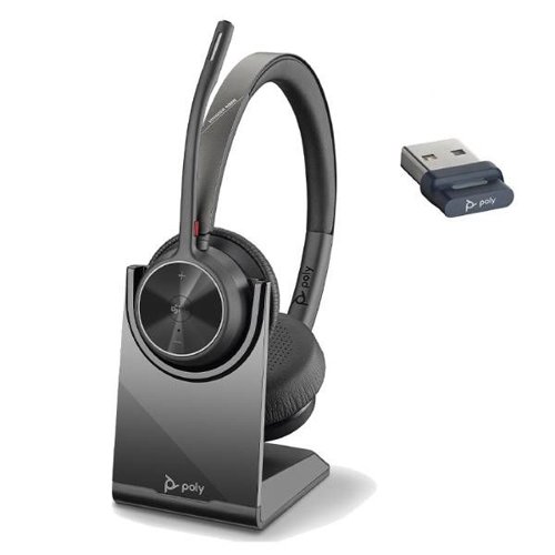 HP Poly Voyager 4320 Wireless USB-A Microsoft Teams Certified Headset with BT700 Dongle and Charging Stand 77Z00AA