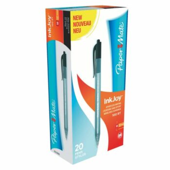 Paper Mate Inkjoy 100 Black Retractable Ballpoint Pens Pack 20 S0957030 Fusion Office