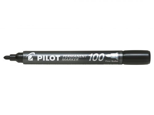 Pilot 100 Permanent Markers Bullet Tip Fine Black 4902505511097 - Pack 12