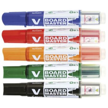 Pilot Begreen V Board Master Assorted Whiteboard Markers Bullet Tip Pack 5 4902505358371 Fusion Office