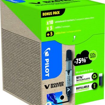 Pilot Greenpack V Board Master Black Whiteboard Markers Bullet Tip Pack 10 10 Refills Wlt556275 Fusion Office