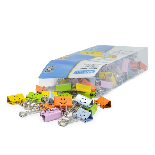 Rapesco 19mm Foldback Clips Smiles Pack 80 1428 Fusion Office