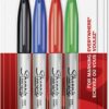 Sharpie Permanent Markers Fine Tip Assorted Standard Colours Pack 4 1985858 Fusion Office