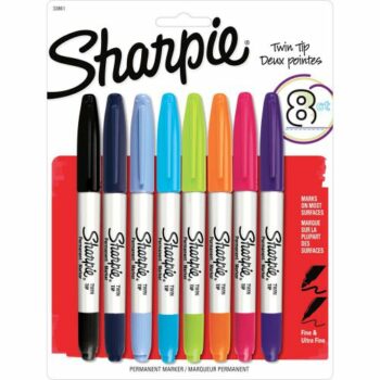 Sharpie Twin Tip Permanent Markers Assorted Colours Pack 8 2065409 Fusion Office