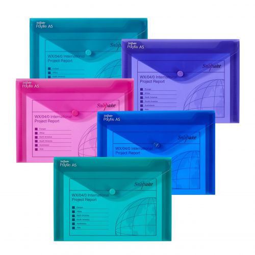 Snopake Polyfile Wallet Files A5 Electra Assorted Pack 5 11355 Fusion Office