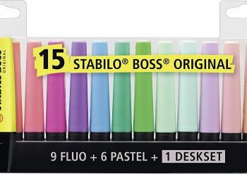 Stabilo Boss Original Highlighters Deskset Chisel Assorted Pack 15 7015 01 5 Fusion Office