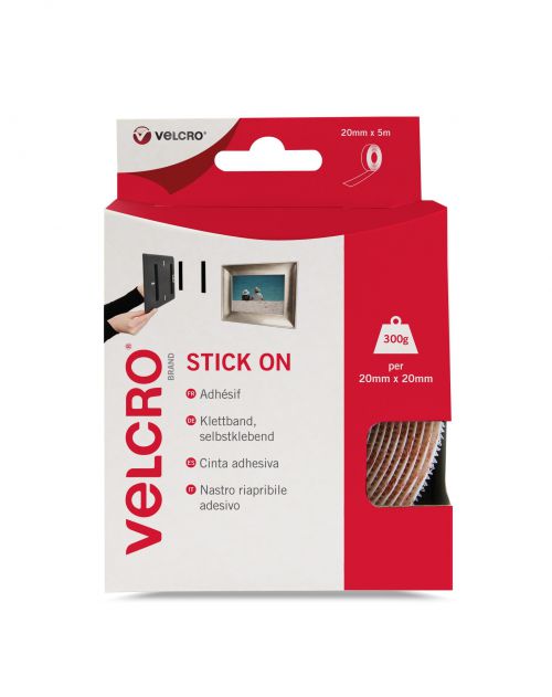 Velcro Sticky Hook And Loop Strip 20mmx5m White Ry07117 Fusion Office