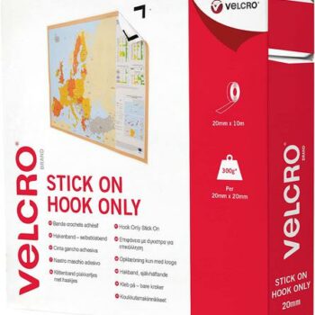 Velcro Sticky Hook Strip 20mmx10m White 7180 Fusion Office