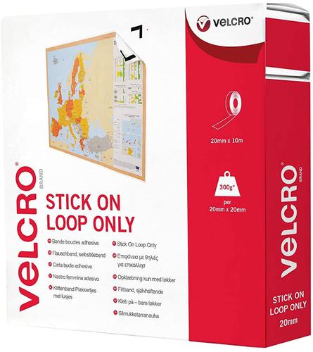 Velcro Sticky Loop Strip 20mmx10m White 7181 Fusion Office
