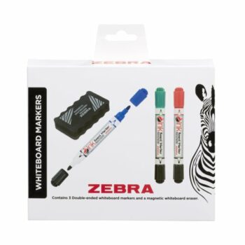 Zebra Double Ended Whiteboard Markers Assorted Pack 3 With Magnetic Eraser 2719 Fusion Office