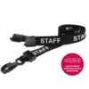 15mm Recycled Black Staff Lanyards Plastic J Clip - Pack 10
