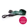 15mm Recycled Green Staff Lanyards Plastic J Clip - Pack 10