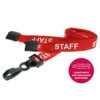15mm Recycled Red Staff Lanyards Plastic J Clip - Pack 10