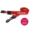 15mm Recycled Red Visitor Lanyards Plastic J Clip - Pack 10