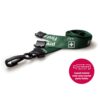 15mm Recycled Green First Aid Lanyards Plastic J Clip - Pack 10