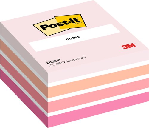 3M 2028P Post-it Note Cube 76x76mm Pastel Pink 7100172384