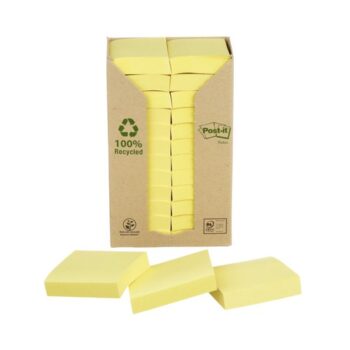 3M 653-1T Post-it Recycled Notes 38x51mm Canary Yellow Pack 24 7100172247
