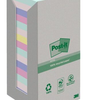 3M 654-1RPTN Post-it Recycled Notes 76x76mm Assorted Colours Pack 16 7100259226
