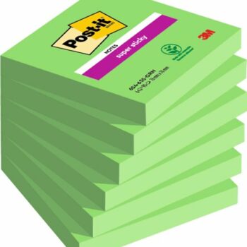 3M 654-6SS-AW Post-it Super Sticky Notes 76x76mm Asparagus Pack 6 7100041907