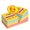 3M 654-SS-CARN-P8+4 Post-it Super Sticky Notes 76x76mm Carnival - Pack 8 + 4 FREE