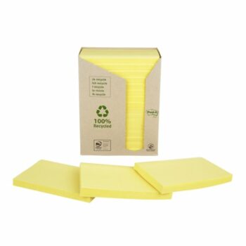 3M 655-1T Post-it Recycled Notes 76x127mm Canary Yellow Pack 16 7100172248