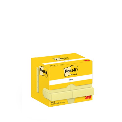 3M Post-it Sticky Notes 38x51mm Canary Yellow - Pack 12 7100290163