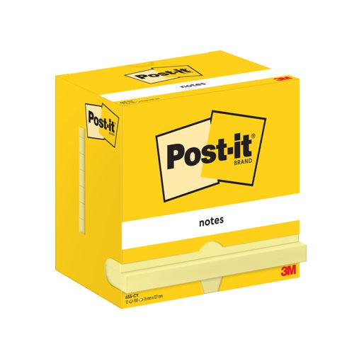 3M Post-it Sticky Notes 76x127mm Canary Yellow - Pack 12 7100290165