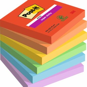 3M Post-it Super Sticky Notes 76x76mm Playful Pack 6 7100258795