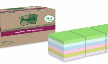 3M Post-it Super Sticky Recycled Notes 76x76mm Assorted - Pack 18 7100284782