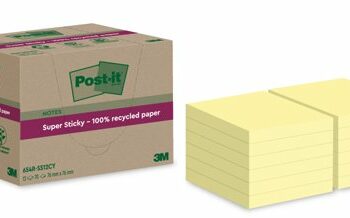 3M Post-it Super Sticky Recycled Notes 76x76mm Yellow - Pack 12 7100284981