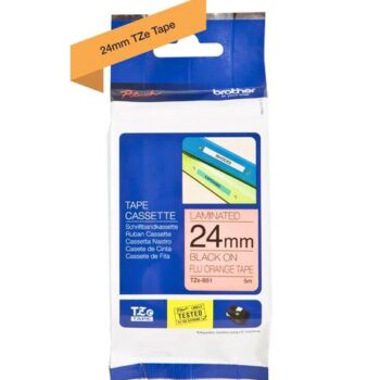 Brother TZE-B51 P-Touch Black On Fluorescent Orange Label Tape 24mm x 5m TZEB51