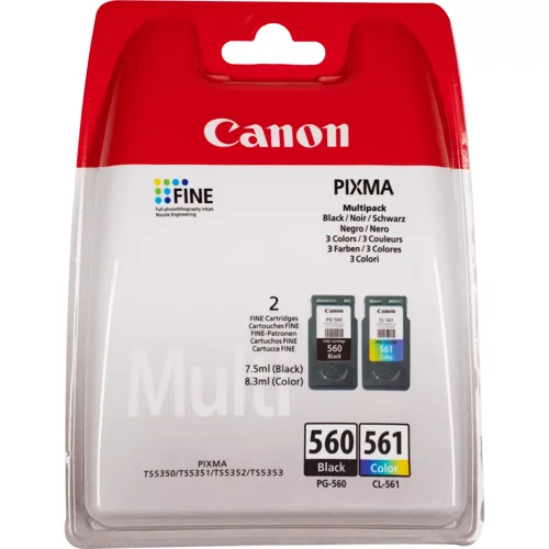 Canon PG- 560/CL-561 Black & Colour Inkjet Cartridges + Paper 3713C008