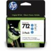 HP 712 3 Pack Cyan DesignJet Ink Cartridges 29ml 3ED77A