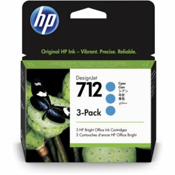 HP 712 3 Pack Cyan DesignJet Ink Cartridges 29ml 3ED77A