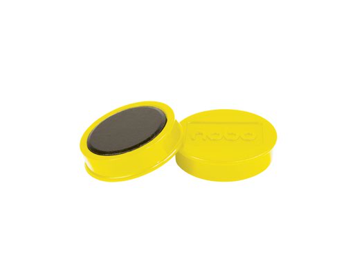 Nobo Whiteboard Magnets 38mm Yellow Pack 10 1915316
